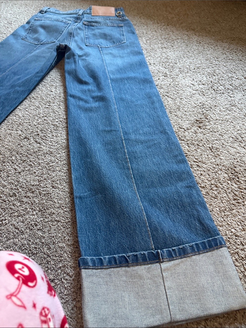 Ulla Johnson Mid-Blue Wide Leg Cuffed Jeans - Picture 6 of 7